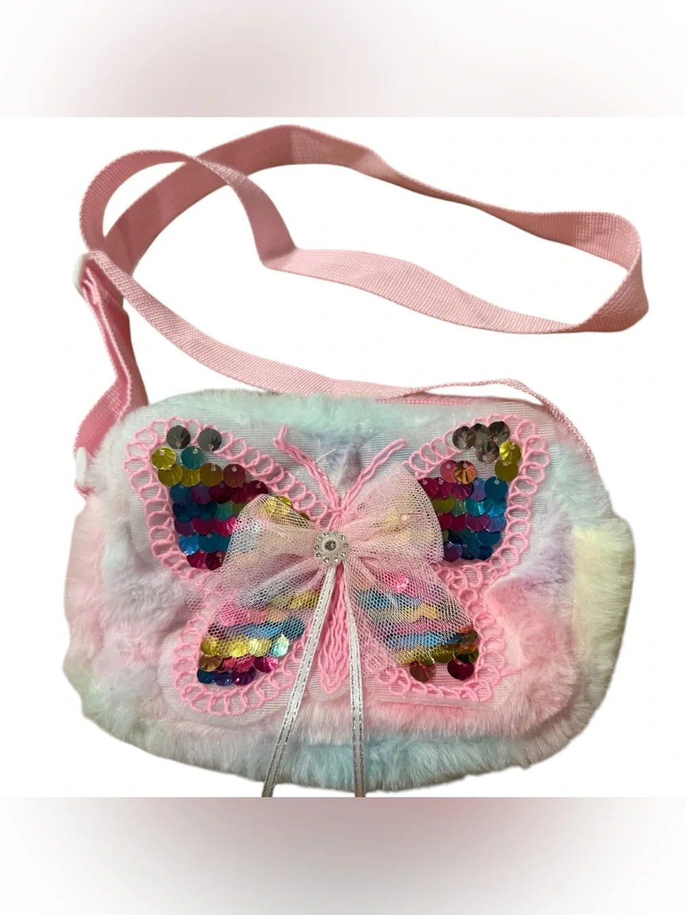 Sequin Glam Butterfly Adjustable Crossbody Bag